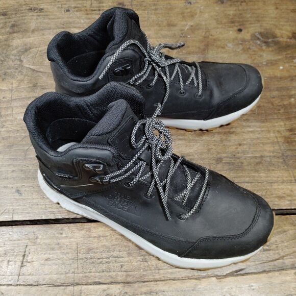 North Face Sz 9 Boots Ankle Shoes Vals Mid Leather Water Proof Black *READ main image 4